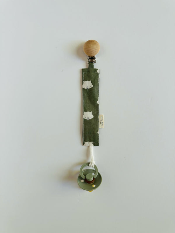 Pacifier Clip Round Wood | Green Fox