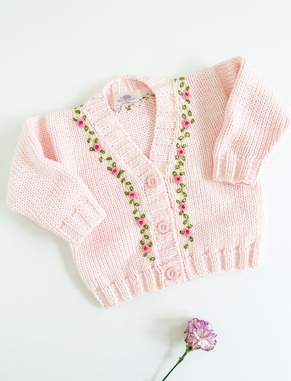 Sweater | Pink Flower Embroidery