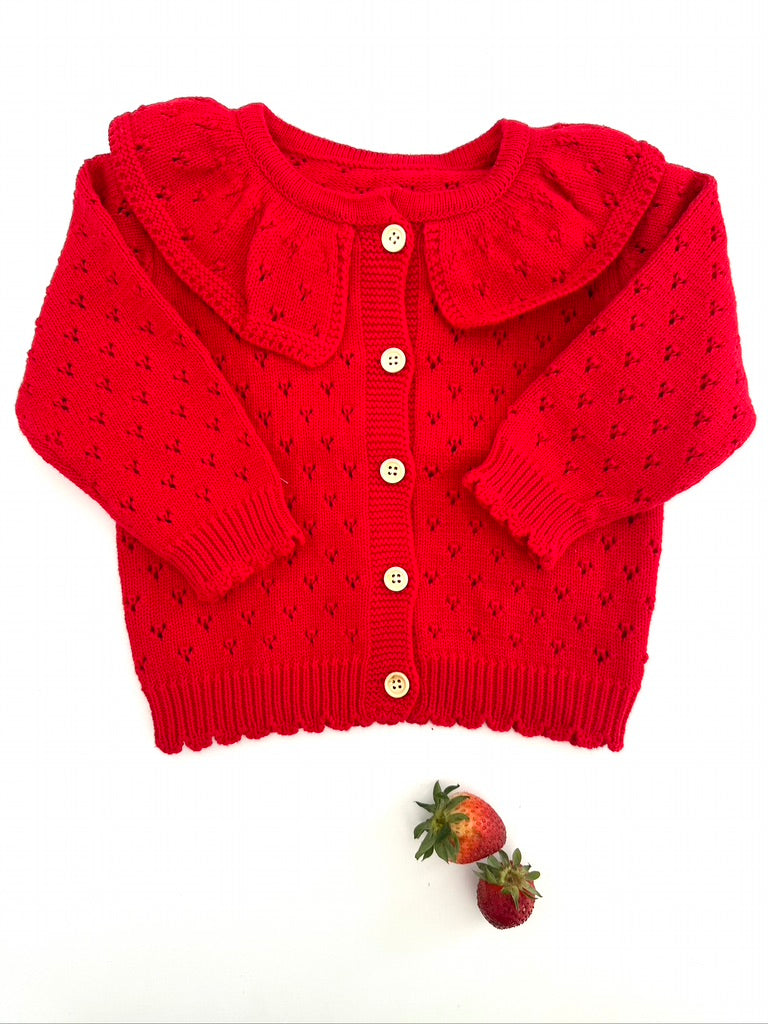 Sweater | Red Strawberry Collar - Petit Pom Pom