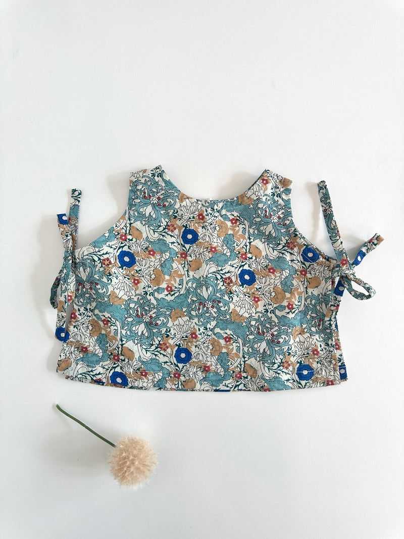 Open Side Top | Blue and Green Flowers