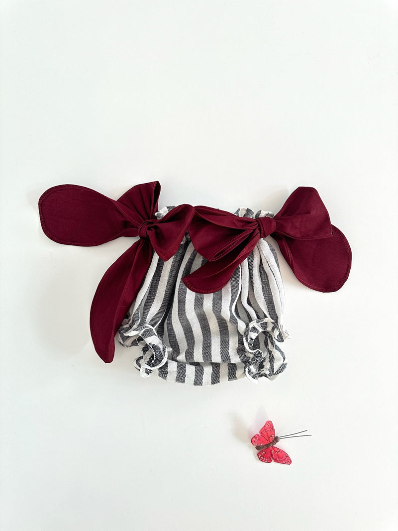 Diaper Cover | Grey Stripes Burgundy