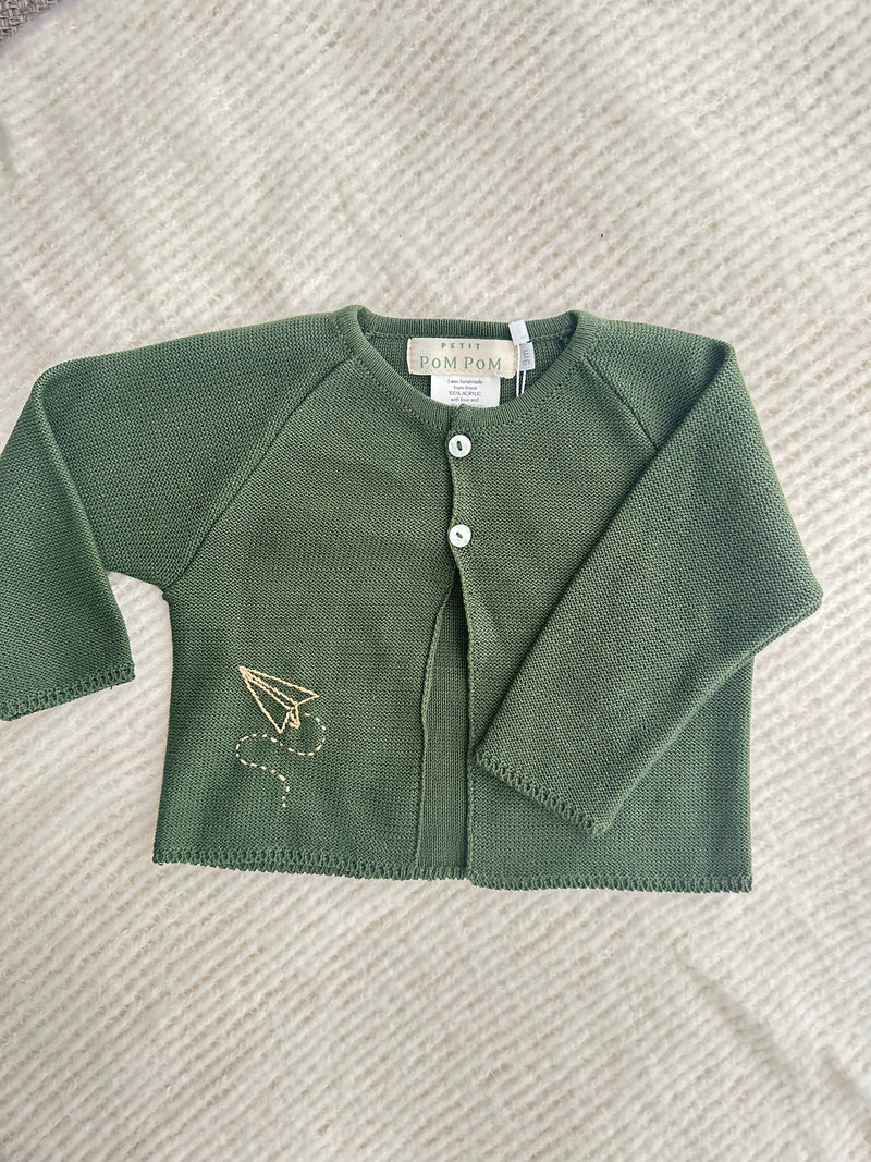 Sweater | Green Plane Embroidery