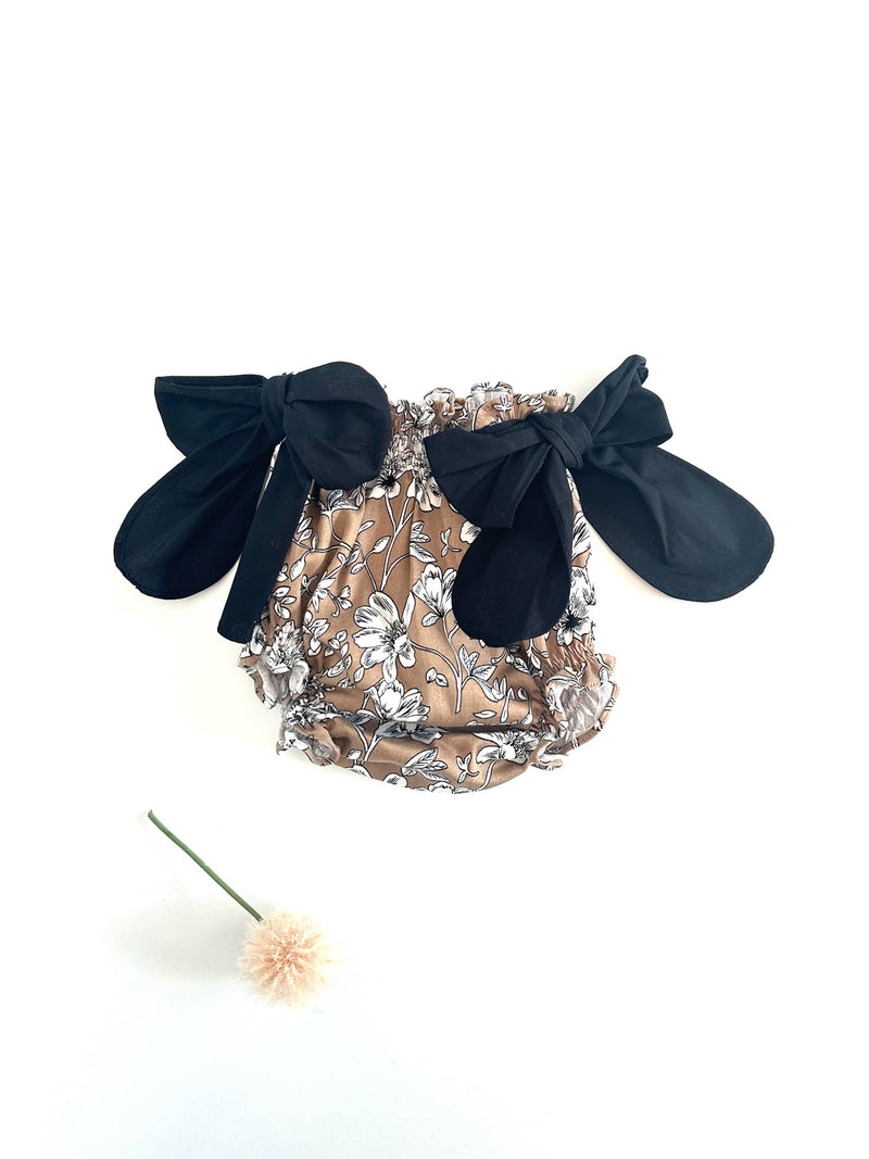 Diaper Cover | Beige and Black Flowers