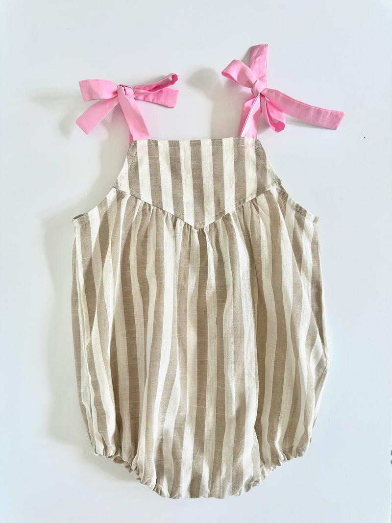 Helena Romper | Beige Lines Pink