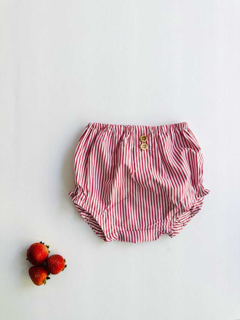 Short Diaper Cover | Red Lines - Petit Pom Pom