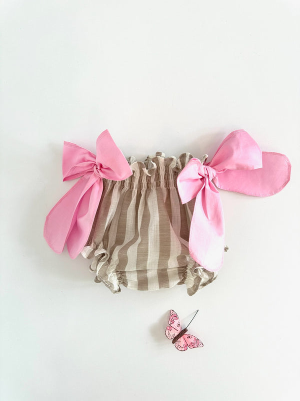 Diaper Cover | Beige Stripes Pink