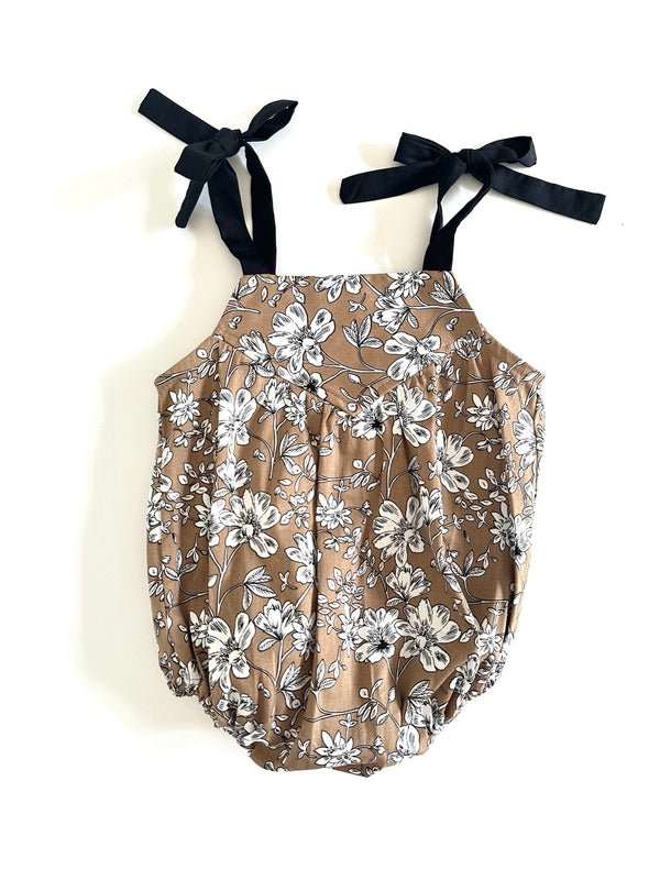 Helena Romper | Beige and Black Flowers