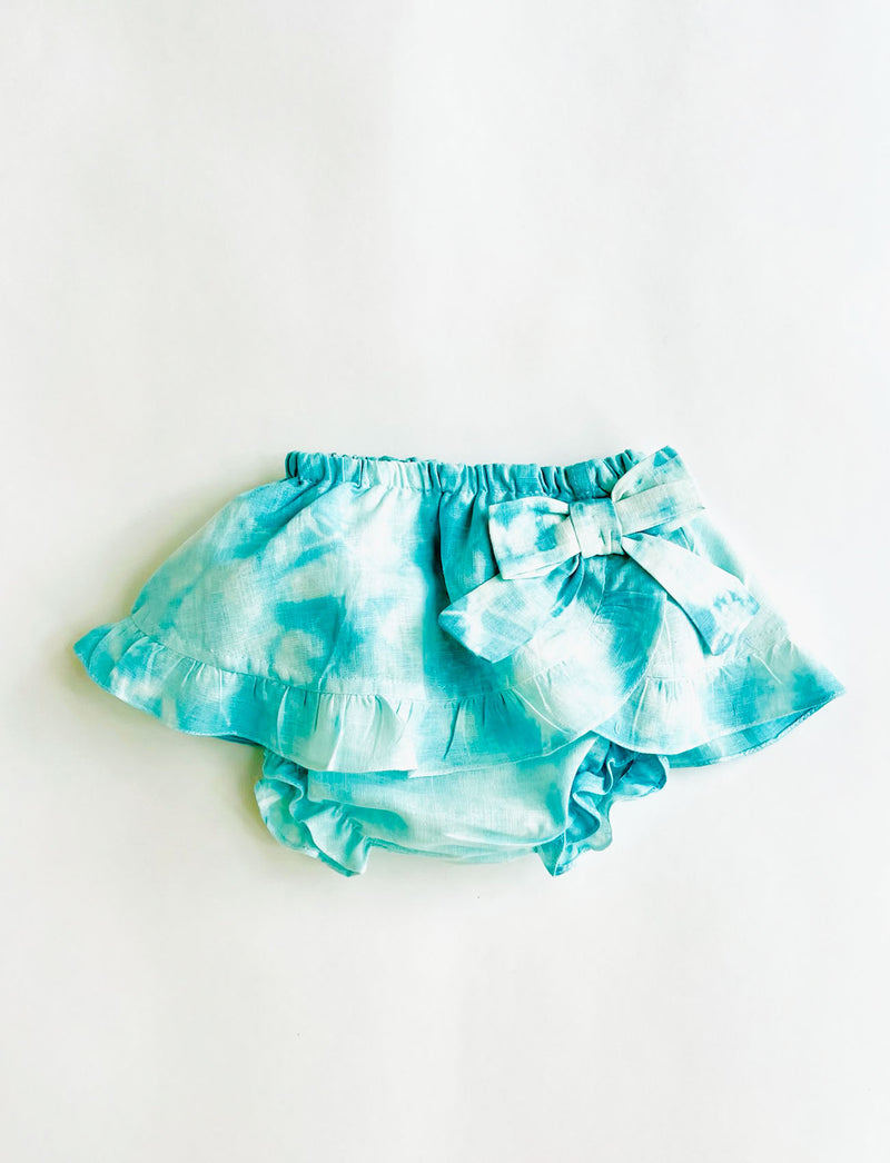 Ruffle Skort | Teal Tie Dye - Petit Pom Pom